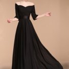 New Bridesmaid Dresses Black Chiffon Tulle Size 2-16+Custom A-line Short Sleeves Party Dress MB169
