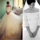 Strapless Wedding Dress Half Sleeve Appliqued Princess Cathedral Train Wedding Dress Gowns W111 Strapless Wedding Dress Half Sleeve Appliqued Princess Cathedral Train Wedding Dress Gowns W111