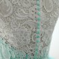Blue Evening Dress Sleeveless Lace See Through Empire Waist Wedding Party Prom Dress EP17