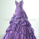 Purple Evening Ball Gown Halter Sweetheart Appliques Sequined Wedding Party Prom Gown EP18
