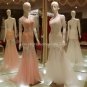 White Pink  Long Evening Dress Lace Tulle Crystal Mermaid Wedding Party Prom Gowns EP20