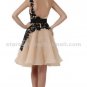 2015 Sexy Mini One Shoulder Cocktail Dresses Lace And Applique A-Line Organza Party Dresses CL05