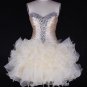 Sweetheart Mini Length Ball Gown Beading Crystal Lace Up Organza Custom Made Cocktail Dresses CL07