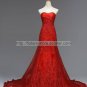 Strapless Wedding Dress Red White Ivory Bridal Mermaid Lace Sequins Wedding Gown BL01