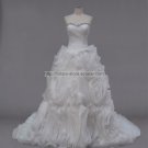 Strapless A-Line Bridal Dress Sweetheart Crystal Stones Tiered Ruffles Luxury Wedding Dresses Bl05
