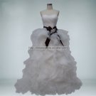Strapless A-Line Bridal Ball Gown Sweetheart Black Sash Tiered Ruffles Luxury Wedding Dresses Bl04