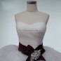Strapless A-Line Bridal Ball Gown Sweetheart Black Sash Tiered Ruffles Luxury Wedding Dresses Bl04