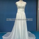 A-Line Bridal Gown Sheer Round Neckline Side Split Satin Wedding Dresses Bl08