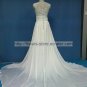 A-Line Bridal Gown Sheer Round Neckline Side Split Satin Wedding Dresses Bl08