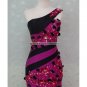 Fuchsia Mother of the Bride Dress Black Crystals Purple Satin Long Evening Prom Dress MM023