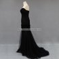 Fuchsia Mother of the Bride Dress Black Crystals Purple Satin Long Evening Prom Dress MM023