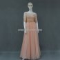 A-line Champagne Blush Formal Dresses Off Shoulder Sheer Beading Long Evening Prom Dress MM022