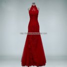 Mermaid Formal Gown Halter Red Lace Beading Long Party Prom Evening Dress MM31