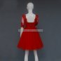 Red Ball Gown Scoop Neck Wedding Dress Long Sleeve Appliqued Lace Mini Length Cocktail Dress mm34