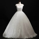 Cap Sleeves Bridal Ball Gown Crystal Jewelry Lace Tulle Luxury Wedding Dresses Bl20