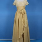 A-line Mother of the Bride Formal Gown Gold Lace Chiffon Long Party Prom Evening Dress MM36