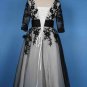 3/4 Sleeves Short Wedding Dress A-line Ankle Length White Black Bridal Wedding Gown H15415