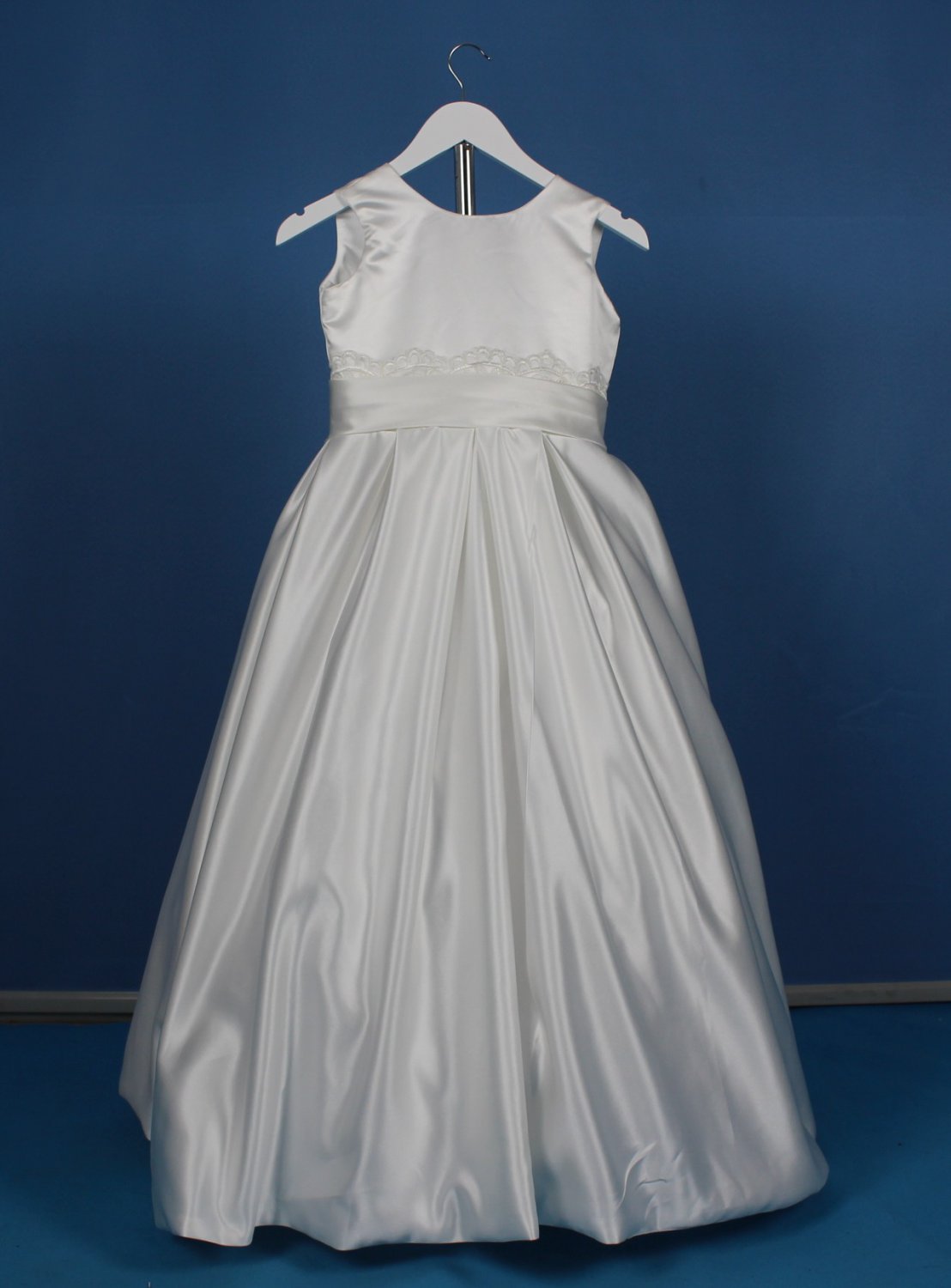 Round Neck Satin Lace Girl's Wedding Party Prom Ball Gown Flower Girl Dress FL15415