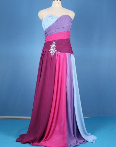 New Bridesmaid Dresses Purple Blue Chiffon Size 2-16+Custom A-line Strapless Party Dress MB180