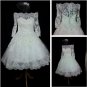 Off Shoulder Short Wedding Dress A-line 3/4 Sleeves Lace Bridal Wedding Gown H15425