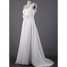 One Shoulder Wedding Dress A-line Chiffon Empire Waist Flowers Maternity Wedding Gown H15426