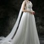 V- Neckline Wedding Dress Chiffon Empire Waist Lace Beading Maternity Wedding Gown H15423