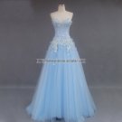 Blue Tulle Evening Dress SWEETHEART Flower Lace Up BAck Long Prom Gowns E156 Blue Tulle Evening Dress SWEETHEART Flower Lace Up BAck Long Prom Gowns E156