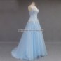 Blue Tulle Evening Dress SWEETHEART Flower Lace Up BAck Long Prom Gowns E156