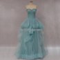 Tulle Evening Dress Sequins Blue Beaded Lace Up Back Long Prom D1563