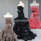 Organza Wedding Dress Fuchsia Red Pink Long Prom Ball Gowns Mermaid Dresses D2015618
