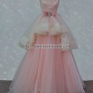U-neck Wedding Dress Pink Ivory Bow Pearl Prom Ball Gowns Quinceanera Dresses D2015620