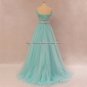 Teal Blue Prom Dress A-line Tulle Cap Sleeves Prom Ball Gowns Dresses D2015626