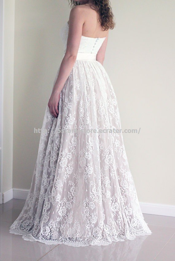 White Wedding Dress Sweetheart Neckline Lace Bridal Gowns Dresses D2015630 