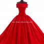 Red Bridal Dresses Off the Shoulder Ball Gown A-Line Bow Lace-up Wedding Dress D2015649
