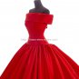 Red Bridal Dresses Off the Shoulder Ball Gown A-Line Bow Lace-up Wedding Dress D2015649