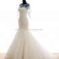 Scoop Neck Dress 1/2 Sleeves Appliqued Trumpet Mermaid Wedding Gowns D2015654