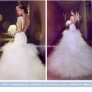 V-Neck Bridal Dresses Short Sleeves Deep Backless Monarch Train Wedding Gown D2015657