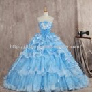 Scalloped Blue Bridal Dress Sleeveless Sequined Multilayer Wedding Dress Gown D2015670