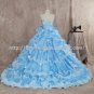 Scalloped Blue Bridal Dress Sleeveless Sequined Multilayer Wedding Dress Gown D2015670