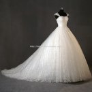 Sweetheart Neckline Bridal Gown Sleeveless Sequined Lace Count Train Wedding Dress D2015679