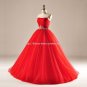Red A-Line Bridal Gown Crystal Belt Lace Wedding Dresses D2015690