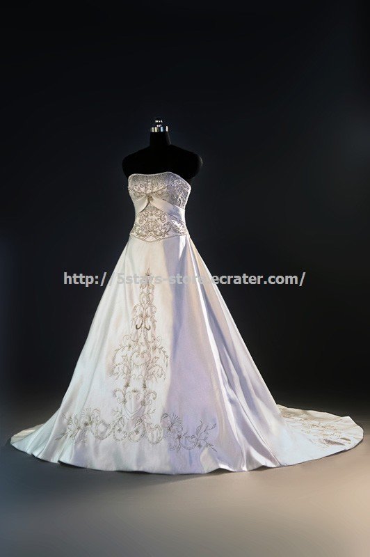 Strapless Empire Bridal Gown Embroidery Chapel Train Wedding Dresses D2015694