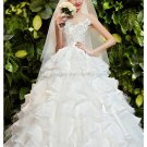 Scoop Sleeveless Bridal Dresses Set Auger Covered Button Cathedral Train Wedding Gown D2015696