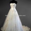 Scalloped Lace Dress Sleeveless Sequined Chapel Train Bridal Gown D2015695