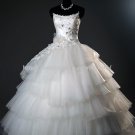 Bateau Ball Gown Sleeveless Appliqued Lace Multilayer Wedding Dress D2015705