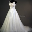 Spaghetti Wedding Dress Sleeveless Embroidery Count Train Bridal Gown D2015706