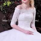Bateau A-Line Dresses 1/2 Sleeves Embroodery Lace Cathedral Train Wedding Gown D2015710