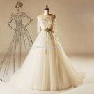 Lace Bateau Bridal Dresses 1/2 Sleeves Covered Button Chapel Train Wedding Gown D2015712 Lace Bateau Bridal Dresses 1/2 Sleeves Covered Button Chapel Train Wedding Gown D2015712