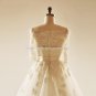 Lace Bateau Bridal Dresses 1/2 Sleeves Covered Button Chapel Train Wedding Gown D2015712