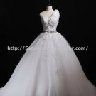 Flower One-Shoulder Bridal Gown Belt with Crystal Lace A-Line Wedding Dress D2015722 Flower One-Shoulder Bridal Gown Belt with Crystal Lace A-Line Wedding Dress D2015722